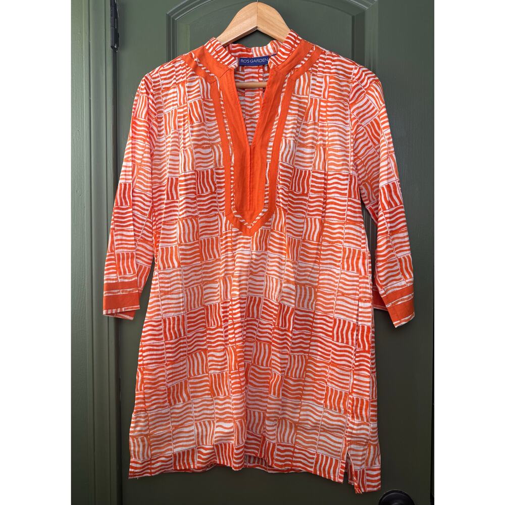 NWT Ro's Garden Tokyo Short Mini Dress Coverup Resort Boho Kurta Orange Basa XS